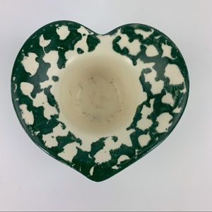 2/$25 Heart Shaped Green and Off-White Ceramic Votive Candle Holder